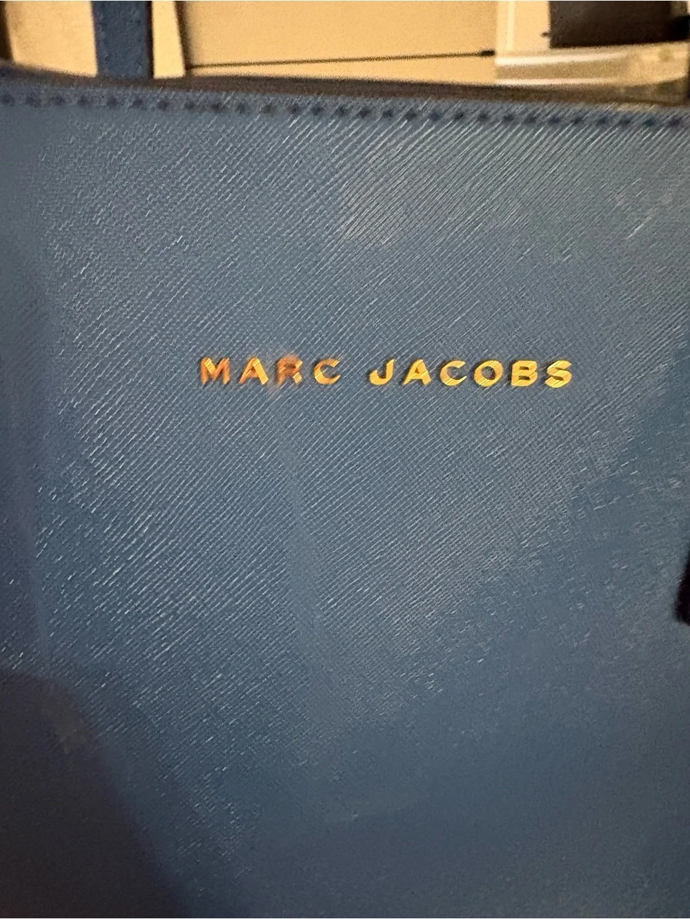 Marc Jacobs Electric Blue Saffiano Tote with Gold Hardware